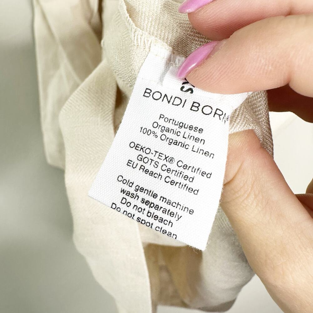 Bondi Born Sand Portuguese Linen Relaxed Bell Sleeve Delphi Dress XS - Picture 11 of 12